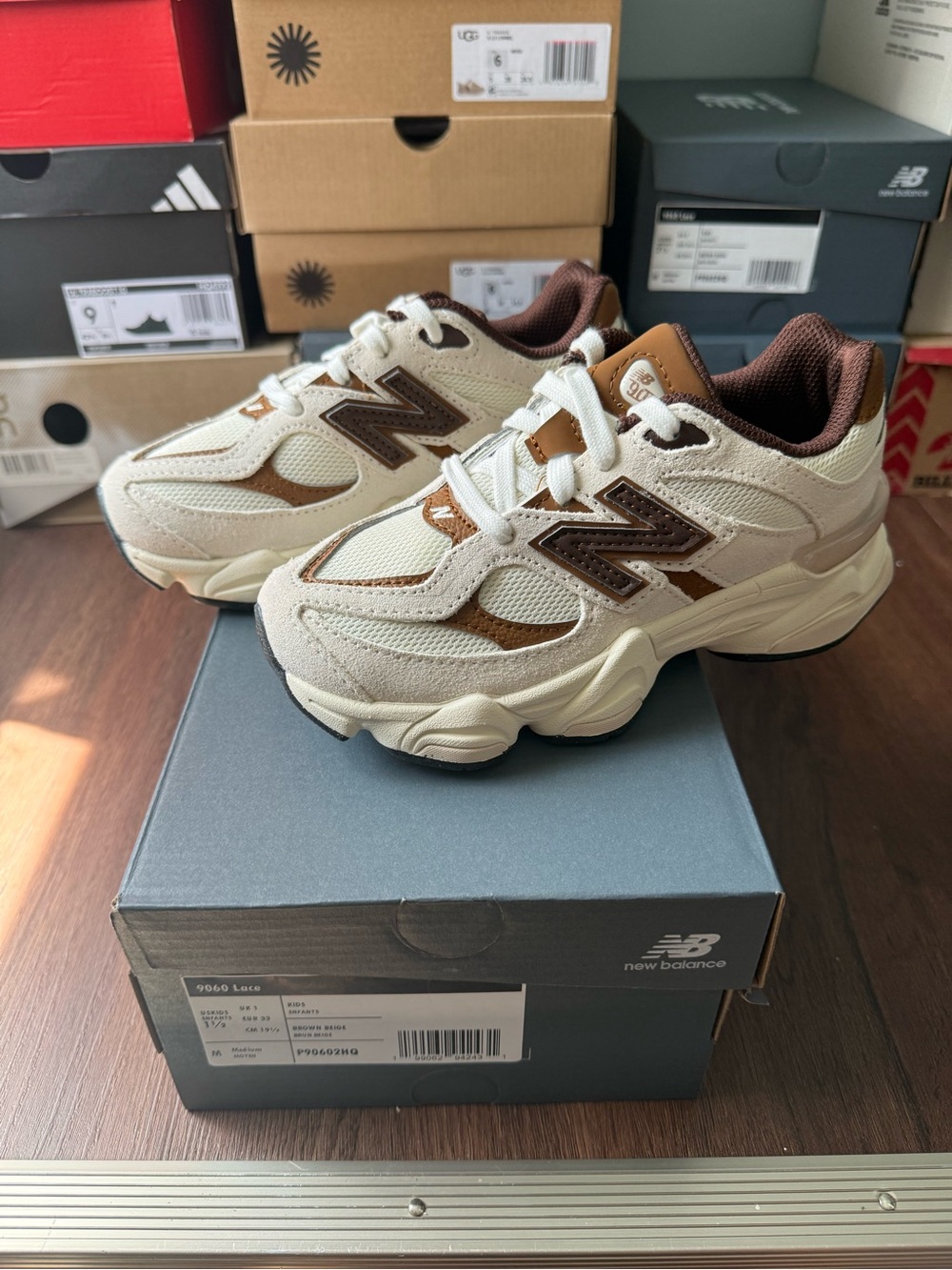 New Balance Kids Cream & Brown Lace-Up Sneakers